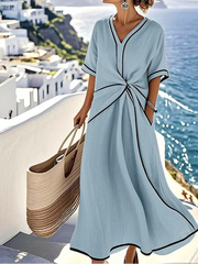 Moria™ - Elegantes Kleid mit Schmeichelnder Taille und Festlichem Chic – Blau