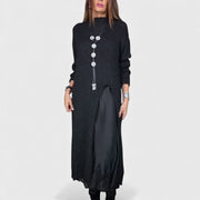 Aravina - Soft-Touch Lagenlook-Set aus Pullover und Kleid – Schwarz
