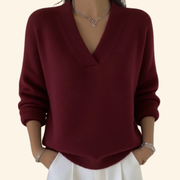 Laura | Stilvoller Damen Pullover elegant mit V-Ausschnitt – Rot