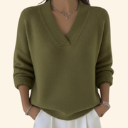 Laura | Stilvoller Damen Pullover elegant mit V-Ausschnitt – Grün