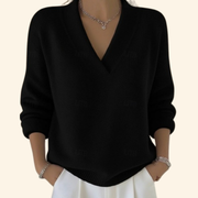 Laura | Stilvoller Damen Pullover elegant mit V-Ausschnitt – Schwarz
