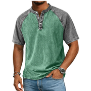 Edgehill - Vintagegewaschenes Henley-T-Shirt – Grün