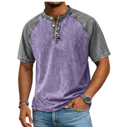 Edgehill - Vintagegewaschenes Henley-T-Shirt – Lila