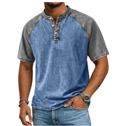 Edgehill - Vintagegewaschenes Henley-T-Shirt – Blau