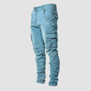 Rex | Herren Cargo Jeans Stretch Slim Fit Arbeitshose Denim – Blau
