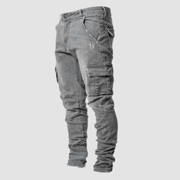 Rex | Herren Cargo Jeans Stretch Slim Fit Arbeitshose Denim – Grau