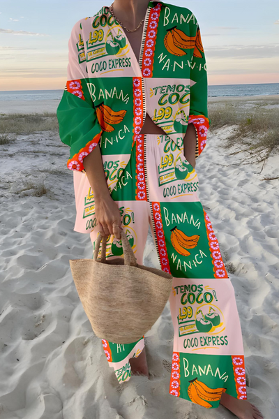 Olive - Stylisches Set mit Abgefahrenen Mustern Damen