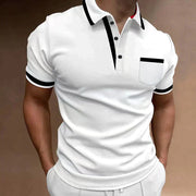 Dante | Herren Kurzarm Poloshirt Slim Fit Kontraststreifen Brusttasche – Weiß
