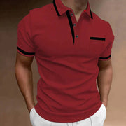 Dante | Herren Kurzarm Poloshirt Slim Fit Kontraststreifen Brusttasche – Rot