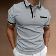 Dante | Herren Kurzarm Poloshirt Slim Fit Kontraststreifen Brusttasche – Grau