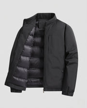Männer gesteppte thermo Übergangsjacke mit Stehkragen – Schwarz