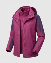 Damen Zwei-in-Eins Softshell- und Fleece-Outdoorjacke mit Kapuze Nord Taschen – Damen Softshell 1312L - Jujube Rot