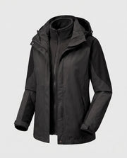 Damen Zwei-in-Eins Softshell- und Fleece-Outdoorjacke mit Kapuze Nord Taschen – Frauen Outdoor-Jacke 1312L Grau