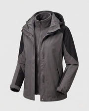 Damen Zwei-in-Eins Softshell- und Fleece-Outdoorjacke mit Kapuze Nord Taschen – Herren Softshell 1312N - Grau
