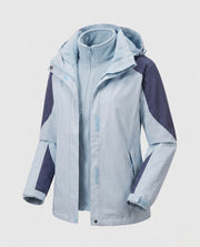 Damen Zwei-in-Eins Softshell- und Fleece-Outdoorjacke mit Kapuze Nord Taschen – Herren Outdoor Jacke 1312N Hellblau
