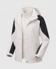 Damen Zwei-in-Eins Softshell- und Fleece-Outdoorjacke mit Kapuze Nord Taschen – Softshell Damen 1312L Elfenbein
