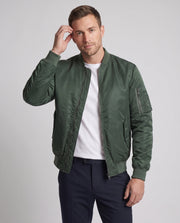 Herren Klassische Nylon Bomberjacke im Pilotenstil mit Sleeve Utility Pocket und geripptem Bund Nord Taschen – Schwarz