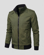Herren Kurzjacke mit Teddyfutter, Reißverschluss und Schulterklappen Nord Taschen – Olivgrün, gepolstert