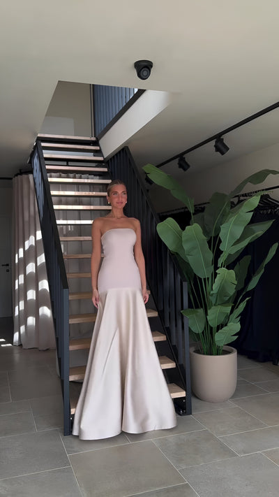 Anastasie | Sexy Luxus Patchwork Trägerloses Maxikleid