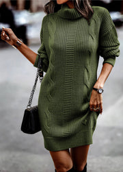 Paula | Damen Kleid grob gestrickt lässig & modern – Grün