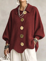 Kaelinae - Schwerer Oversize-Cardigan – Rot