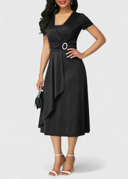 Clara | Zeitloses Midi-Kleid mit elegantem Komfort – Schwarz