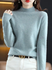 Pure Schurwolle Damenpullover – Grüner Jacquard
