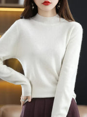 Pure Schurwolle Damenpullover – Weiß