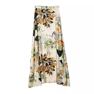 Zweiteiler mit Neckholder-Top | Fließender Maxirock | Sommerlicher Print