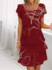 Monica™ - Elegantes Komfort-Rüschkleid – Tiefrot