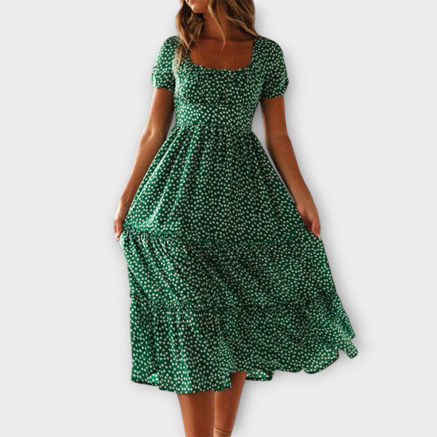 Vintage Blumenmuster Puffärmel Maxikleid