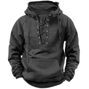 Bervin - Schwerer Hoodie mit Schnürung – Grau