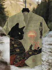 Ulric - Hemd mit Küstenmotiv und Knopfleiste – Katze-Krieger