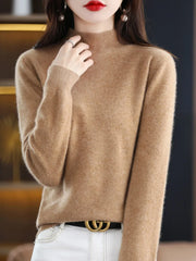 Pure Schurwolle Damenpullover – Goldenes Kamel