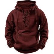 Bervin - Schwerer Hoodie mit Schnürung – Rot