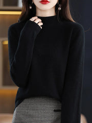 Pure Schurwolle Damenpullover – Schwarz