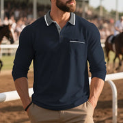 Balcombe - Soft-Touch Langarm-Poloshirt – Marineblau