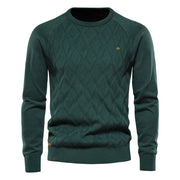 THEODOR | HERRENPULLOVER MIT RAUTENMUSTER – Grün