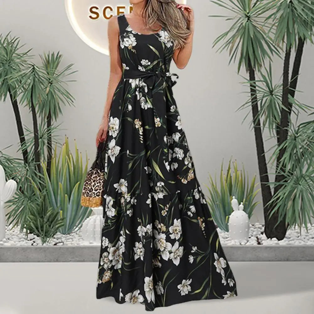 Schwarzes blumen maxikleid - Fiona