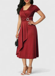 Clara | Zeitloses Midi-Kleid mit elegantem Komfort – Rot