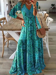 Ysavelle - Soft-Touch Boho-Kleid – Blau