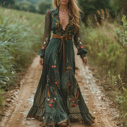 Selvara – Stilvolles Boho Damen Maxikleid – Grün