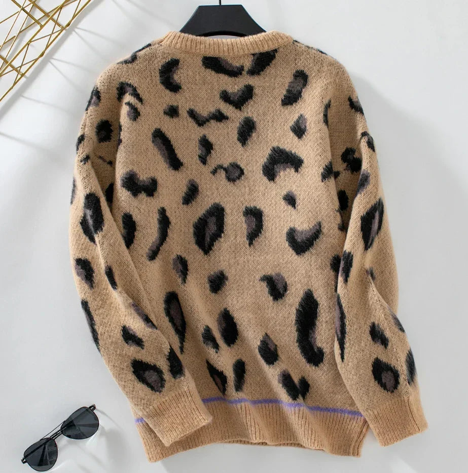Le Clair | Leopard Print Woll-Jacquard-Pullover