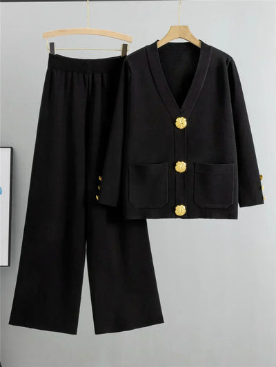 Elegantes Dreiteiliges Set | Blazer, Top & Weite Hose | Zeitloser Chic