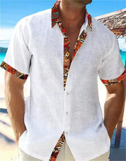 Eastcott - Lässiges Sommerhemd mit Ethno-Print – Weiß-Rot