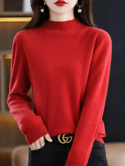 Pure Schurwolle Damenpullover – Rot