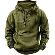 Bervin - Schwerer Hoodie mit Schnürung – Grün