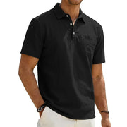 Grafton - Strukturiertes Kurzarm-Poloshirt – Schwarz