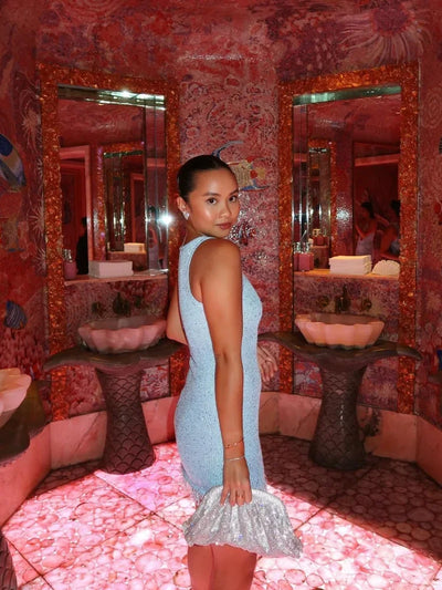 Strick-Minikleid | Figurbetont | Glitzerndes Party-Design