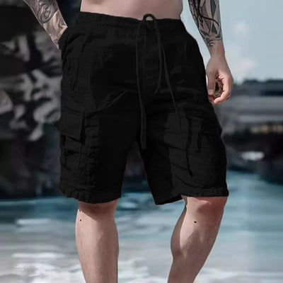 Luftige Herren Leinen-Shorts mit weitem Bein und Kordelzug – Silas